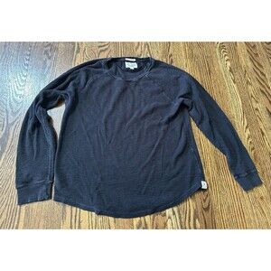 Lucky Brand Lived In Thermal Shirt WaffleKnit Long Sleeve Mens Large Faded Black